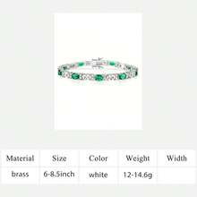 MDFUN 1pc Fashionable & Versatile Green & White Oval Zirconia Bracelet, Suitable For Women's Daily Wear - White - View 12