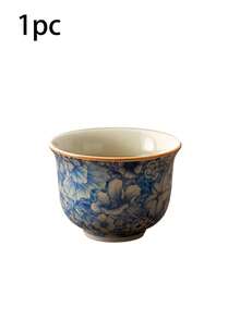 1/2/4/6件套复古蓝白瓷茶杯，小容量陶瓷杯，水杯，家用客用茶杯，红茶杯，品茶杯，浓缩咖啡杯，礼品杯 - 彩色 - 查看 16