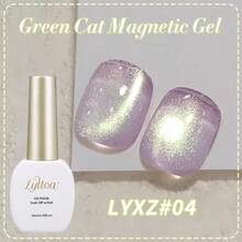 LYTTOA 10ml Green Cat Magnetic Gel Polish Ultra Shine Holographic Glitter Semi Permanent Soak Off UV LED Cat Gel Gel Varnish For Manicure 1pc/6pcs Nails - Multicolor - View 11