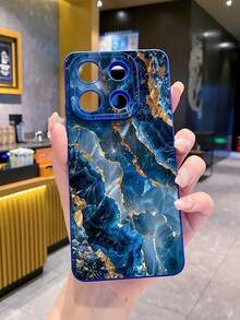 1个蓝金大理石纹防震手机壳，UV印刷，兼容三星/Galaxy/安卓机型，国际版，非国内版 - 藍色 - 查看 5