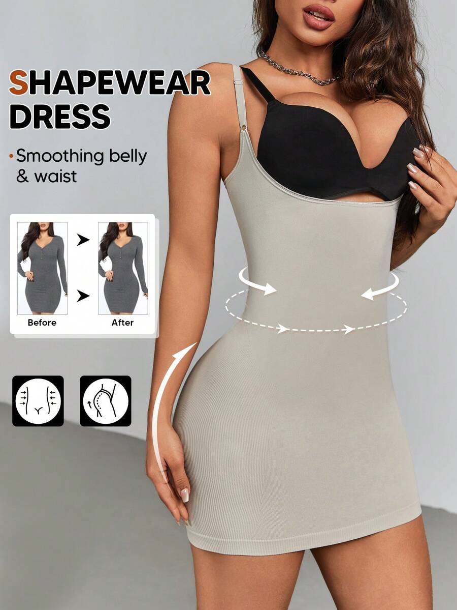 一件装女士露背塑身连体衣，可调节肩带光滑无缝修身连体衣