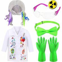 Kyson - Disfraz de cientifico loco para niñas disfraz de laboratorio de ciencias locas anteojos guantes y broche de pajarita para disfraces de HalloweenDurable, Sólido,cultivating children's interests - Multicolor - Ver 2