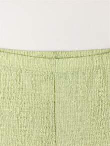 Summer Street Solid Color Tight 2 Pieces Set, Backless Hollow Cropped Top And Elastic High-Waisted Pants, Y2K Outfit Elegant - Green - View 7