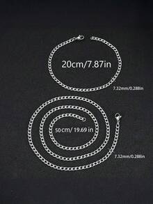 1set Men's Minimalist Stainless Steel Necklace, Bracelet And Jewelry Set