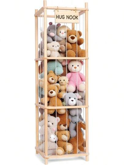 Stuffed Animal Storage Organizer, Wooden Plushies Storage, Space Save Toy Storage Organizer, Stuffed Animals Zoo Holder Playroom, Bedroom Home Decor