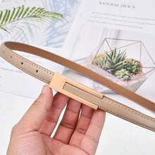 1pc Temperament Retro Small Belt Thin Soft Solid Color Simple Metal Joker Belt Decoration With Skirt Suit Jeans Belt Female Daily Suit Pants Skirt Can Be Worn All Year Round. - Màu Khaki - Xem 1