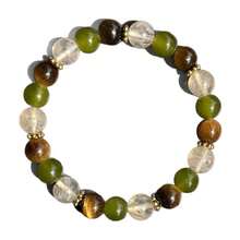 更年期平衡串珠手链，采用8毫米天然虎眼石和手工水晶珠，是送给妈妈、奶奶、阿姨的完美礼物。