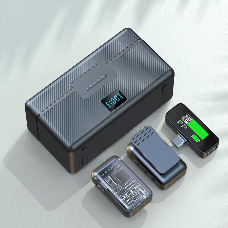 KS08 Wireless Microphone, 600mAh Battery Capacity, Compatible With Smartphones, PCs, Tablets | Essential For Podcasting Studio, Ideal For Live Streaming, Gaming And Recording, Smart Noise Cancellation Display Microphone