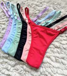 Thong Panties With Adjustable Straps - Multicolor - View 2