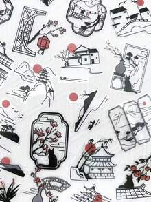 50pcs Ancient Style Silhouette Stickers Decals For Phone Bottle Laptop Scrapbook Suitcase DIY Aesthetic Waterproof Stickers Creative Gifts - Multicolor - View 13