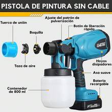 Pistola De Kit Para Pintar Inalámbrica  800ml Airless - Azul - Ver 8