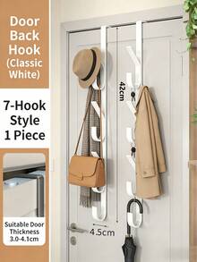 新款卧室门挂架，重型门后挂钩，毛巾架和浴室收纳架 - 包括门后毛巾架、浴室毛巾挂钩和门后挂架 - 非常适合悬挂毛巾、衣物、帽子等 - 多功能门后毛巾架，门挂钩 - 白色 - 查看 13