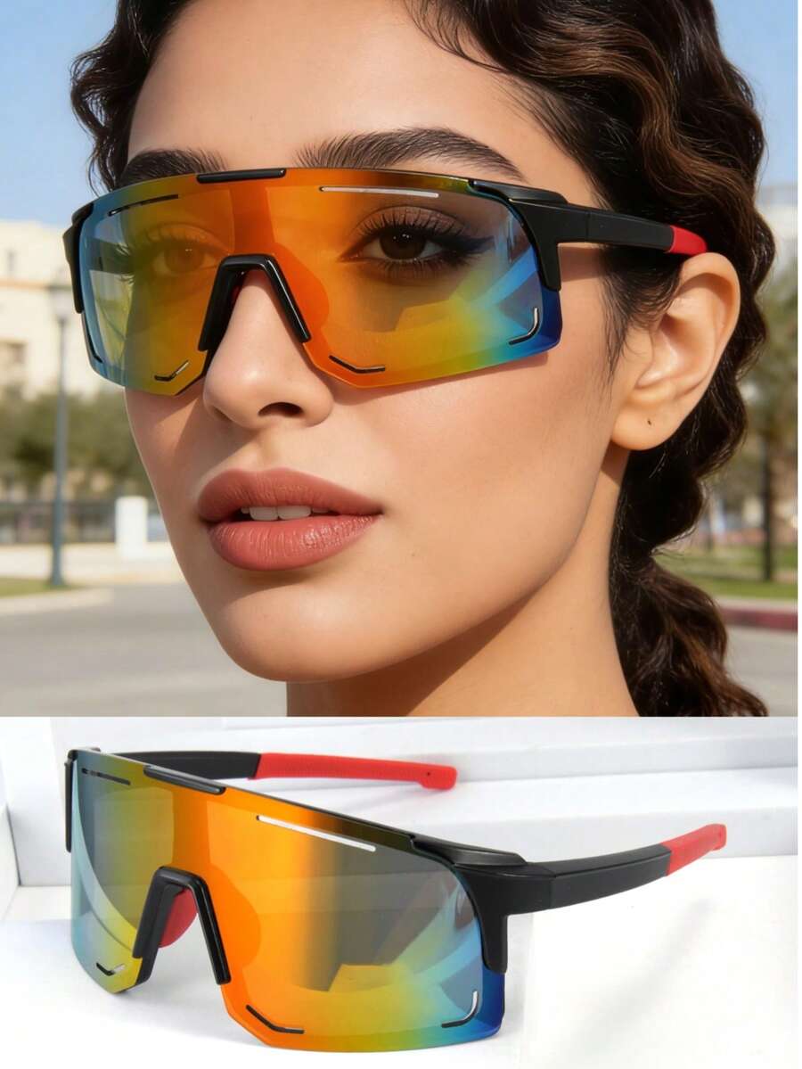 单副镜框运动眼镜，男女通用，适合骑行、徒步旅行及各种场合。是生日、圣诞节或情人节的理想礼物之选。 - 黑紅 - 查看 1