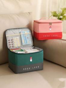 1pc First Aid Kit, Portable Isolation Supplies, Hygiene Equipment, Medicine Storage Bag, Portable Home Storage Box, Medical Medicine Box