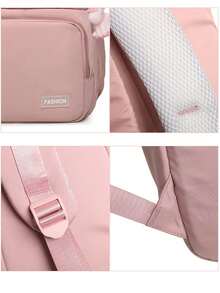 [Savoyetee]1 pieza Mochila de estilo clásico básico de unicolor para volver a la escuela, con compartimento para laptop, correas ajustables y múltiples bolsillos espaciosos, bolsa de estudiante ligera de alta capacidad, ideal para uso diario, salidas, viajes, escuela y vuelta al cole, disponible en rosa color perfectos para adolescentes/estudiantes/graduados - Rosa - Ver 9