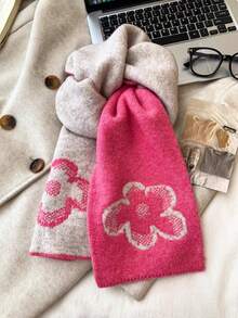 1PC Knit Floral Jacquard Scarf Women's Winter Thickened Soft Warm Shawl Unisex Christmas Gift Student Couple Holiday Gift