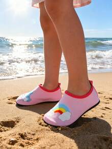 أحذية مائية سريعة الجفاف مانعة للانزلاق للبنات بتصميم وحيد القرن الوردي والنمط للشاطئ والسباحة