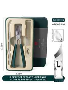 1/3pcs Eagle Beak Oblique Nail Clippers, 25° Splash-Proof Angled Nail Clipper Set, With Wide Mouth Design And Curved Blade, Ultra-Sharp Angled Nail Clippers, Splash-Proof Oblique Nail Clippers, Suitable For Men And Women, Thick And Hard Nails - Multicolor - View 12