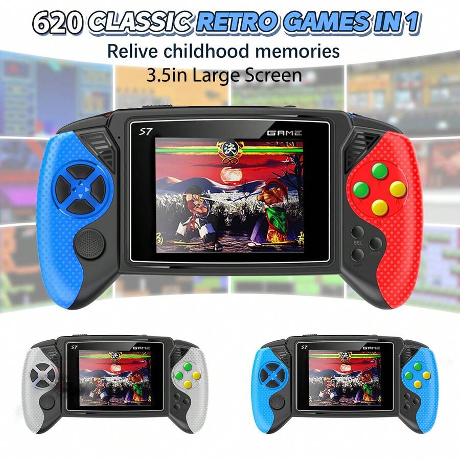3.5" Portable Retro Handheld Game Console - Built-In 620+ Classic Games, Wired Controller, TV Connection, Rechargeable, Perfect Gift For Men & Women For Travel/Birthday/Holiday - 彩色 - 查看 1