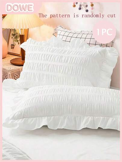 1pc 100% Polyester Lace Pillowcase, Lightweight & Elegant, Cloud-Like Soft Touch, Without Pillow Insert, Romantic Wedding Season, Bedroom Decor