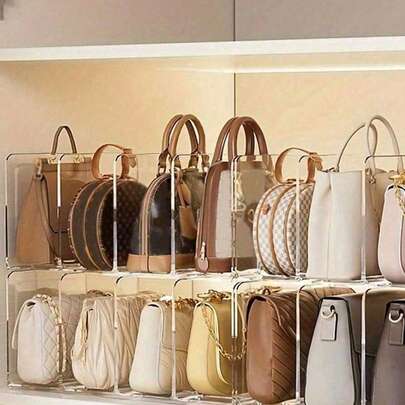 Sac de rangement pour armoire transparent, étagère d'armoire amovible, support de séparation de livres pratique, convient pour armoire, salle de bain, bureau, support de rangement en forme de L, organisateur d'espace pour la maison, le dortoir, le bureau