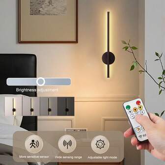 Lampada da parete a sensore infrarosso moderno per interni, dimmerabile senza gradini, lampada da parete a induzione del corpo umano, adatta come lampada da comodino per camera da letto, con funzioni di ricarica, telecomando e memoria timer.