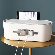 Premium Cable Management Box: Durable Desktop Power Strip Organizer For Home And Office.