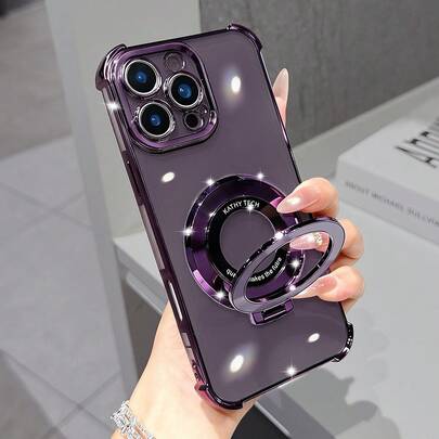 Compatible With IPhone 17/15 Pro Max, Shockproof Phone Case With Kickstand, Luxury Electroplated Transparent Design, Lens Protection. Also Fits 17/6/7/8/X/XS/XR/11/12/13/14/15/16/16e, Galaxy S22/23/24/25/S24 FE/S25 EDGE, A04/05/06/A14/A15/A16/A24/A25/A34, Redmi Note 9/10/11/12/13, Redmi 9/10/12/13C/14C, OPPO, MOTO, Honor X, HW, Realme C53/C55/C61/C63/C65/C75 And More.