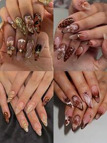 96 miếng (4 kiểu phối hợp) Miếng dán móng tay gel 3D hình chữ nhật, có thể tạo họa tiết da báo & hoa lá, miếng dán đầu móng kiểu Pháp, vừa vặn hoàn hảo. Bộ sản phẩm bao gồm: 1 hộp gel dẻo & 1 dũa móng. Miếng dán móng màu nâu giúp đầu ngón tay bạn tỏa sáng rực rỡ, phù hợp cho phụ nữ sử dụng hàng ngày đi làm và dự tiệc. Dụng cụ làm móng - Nhiều màu - Xem 2