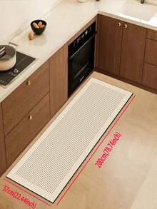 【热销！】1 件装软橡胶厨房地垫，3.5 毫米厚，米色条纹拼接奢华简约风格吸水厨房地垫地毯，可自行裁剪以适应厨房尺寸，表面织物材质，中间海绵层，底部橡胶层，适用于厨房地毯、厨房装饰、婚礼装饰、家居装饰、浴室地垫、玄关地垫、洗衣房地垫、走廊地毯、客厅地垫等。