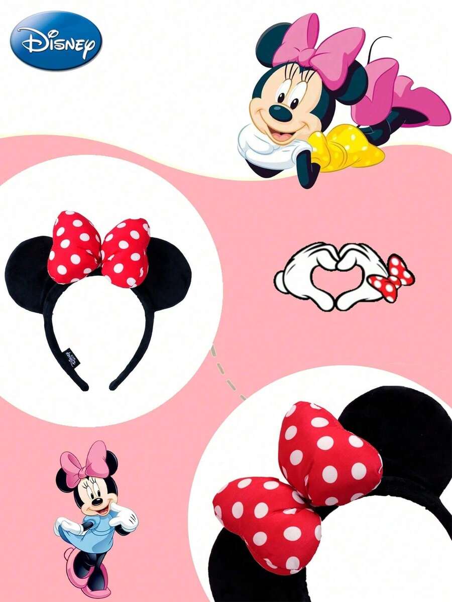 Disney 迪士尼米老鼠耳朵发箍,配红色波点蝴蝶结 - 经典毛绒米老鼠耳朵,适合参加化装舞会、迪士尼乐园游玩、角色扮演和日常佩戴 - 彩色 - 查看 1