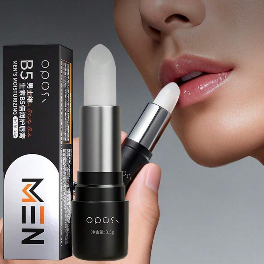 3,5g Bálsamo labial hidratante profundo con vitamina B5 para hombres, alta hidratación, incoloro, previene el agrietamiento, atenúa las líneas de los labios, cuidado nutritivo para los labios en otoño/invierno