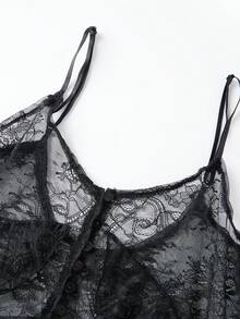 Women's Boho Lace Cami Top Elegant Ruffle Spaghetti Strap Tank Top Flowy Summer Camisole  Beach Vacation Top - Black - View 7