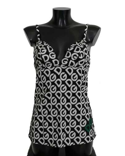 Dolce & Gabbana Logo Tank Top Sleeveless Vneck BIK1014 Women Black Swimwear