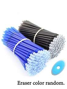 20/100支装可擦凝胶笔芯套装，可擦笔，水洗笔杆，0.5mm蓝色和黑色墨水，办公及学习用品