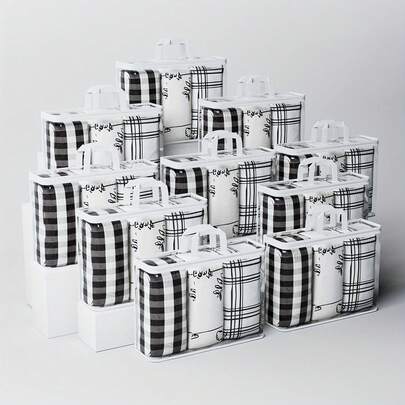 5/10pcs PVC Quilt Storage Bag, Clear Bedding Packaging Storage Bag, Dustproof Blanket Pillow Storage Container, Household Wardrobe Organizer For Shirts, Trousers, Towels Etc, Space Saving Organizer Of Closet, Bedroom, Home, Dorm, Bedroom Accessories, Business Travel, Back To School Moving Bag