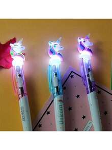 6支/3支/1支独角兽荧光笔，创意夜光圆珠笔，学生及办公用品