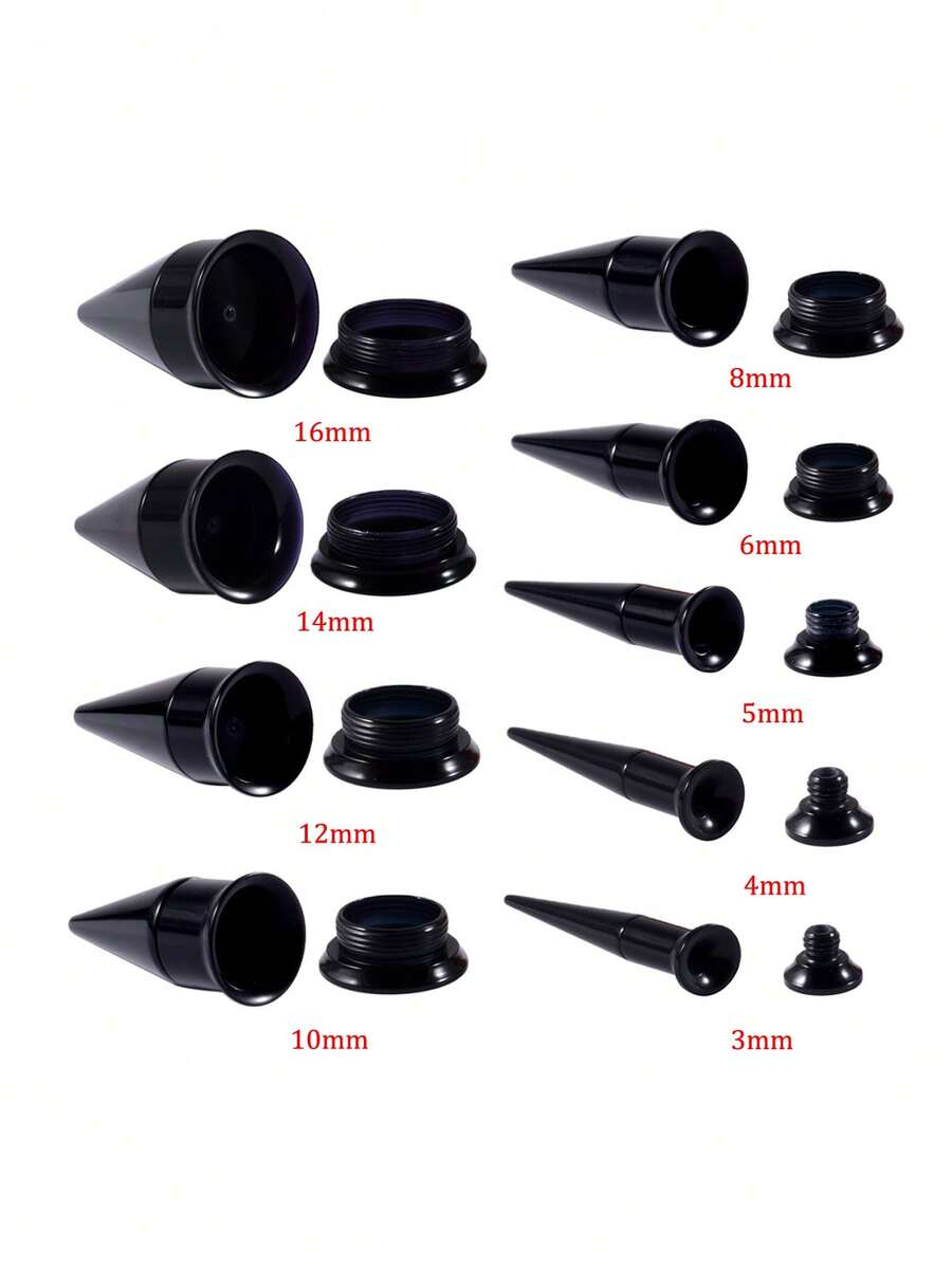 2件套锥形尖刺亚克力耳塞扩耳器套装，二合一耳廓扩张器螺丝套装穿刺饰品 - 擴耳器 - 查看 1