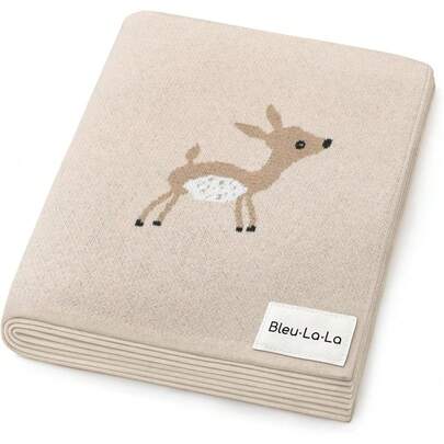 Manta Arrullo para Niños y Niñas - 100% Lujo Algodón Suave Tejido Cálido Acogedor Coche Cuna Recién Nacidos Bebés Niños Pequeños (Ciervo - Salvia)