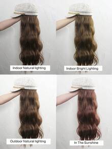 26英寸假发，配有棒球帽和可拆卸卷发假发。适合女士参加假发派对、日常佩戴、旅行及其他场合。（发色：黑色、棕色） - 棕色 - 查看 10