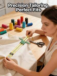 1pc High-Quality 5-In-1 Sliding Ruler, NANCY Professional Sewing Measuring Tool, Made Of Durable Plastic With High Precision. Combines Multiple Measurement Functions, Convenient For Sewing, Tailoring And Patch Cutting. Ergonomic Easy-Grip Handle For Comfortable Home Sewing Operation, Essential For Sewing Enthusiasts And Professional Tailors. Random Color/Style