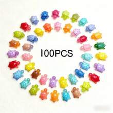 100 قطعة من الزخارف الفسفورية ثلاثية الأبعاد على شكل سلاحف البحر - ألوان زاهية ، زخارف بلاستيكية شبه شفافة ، مناسبة للأعمال اليدوية ، هدايا الحفلات ، وأحداث ذات موضوع الشاطئ - متعدد الألوان - مشاهدة 11