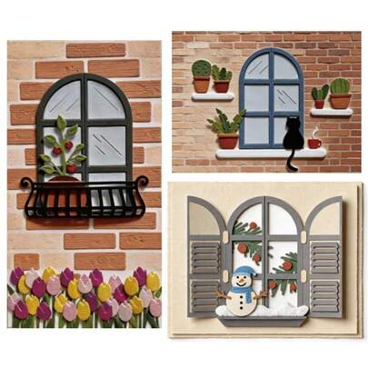 1PC Window Scenery Metal Cutting Dies, New Arrival Die Cuts, Embossing Stencils For DIY Crafting Scrapbooking Supplies, Template Mould, Photo Album Decorative Paper Die Cuts For Card Making, DIY Craft Decoration