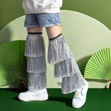 Men Women Tassel Leg Warmers Silver/Gold Color Solid Dance Leg Warmers For Party Stage Bar And More - Bạc - Xem 3