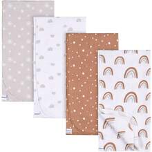 Gerber - Mantas Unisex para bebé, 100% Franela de algodón, 30 x 30 Pulgadas (Paquete de 4), Arco Iris Bohemio, Talla única - Arcoíris Boho - Ver 8
