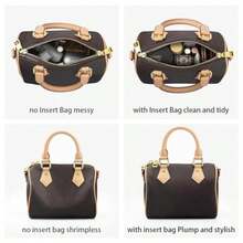 Speedy (25/30) Handbag Organizer Insert Bag, Handbag Organizer, Portable Cosmetic Bag, Speedy Tote Felt Organizer, Coffee Color - Multicolor - View 6