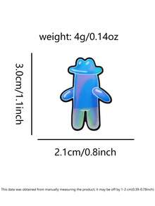 1pc Iridescent Transparent Abstract Human Shape Enamel Badge, Blue & Purple Gradient Minimalist Design, Pearlescent Texture Brooch, Suitable For Clothing, Bags, & Niche Style, Dreamy Aesthetic - Blue - View 3