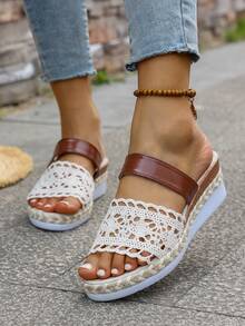 Sandal đế xuồng quai dệt cho bé gái, sandal đế xuồng dây gai mùa hè ngoài trời. - màu nâu - Xem 6