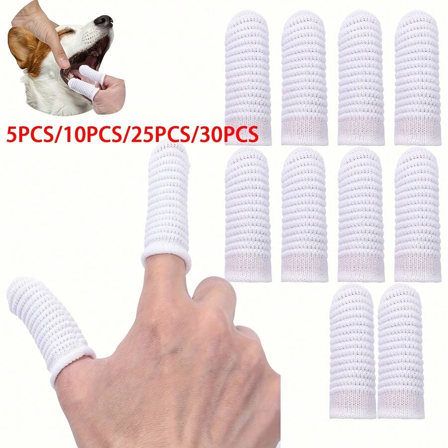 5pcs/10pcs/25pcs/30pcs Pet Toothbrush, Dog Toothbrush, Cat Toothbrush, Washable, Comfortable, Durable - White - View 1