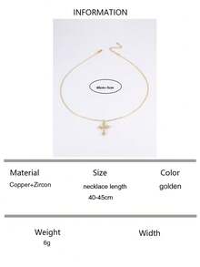 Cubic Zirconia Cross Pendant Necklace - Yellow Gold - View 7